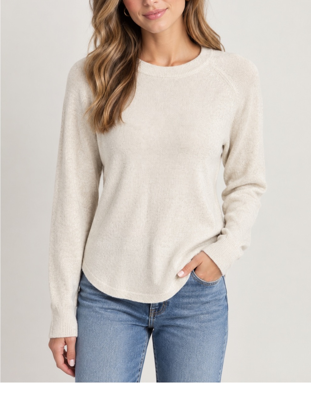 lululemon athletica Crewneck Tunic Sweater in Light Cream